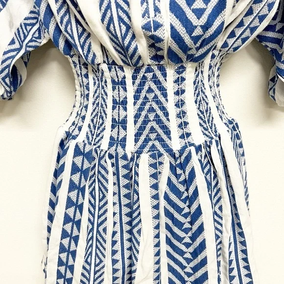 Never A Wallflower Womens Blue White India Handloom Cynthia Dress Size XS - Picture 7 of 11